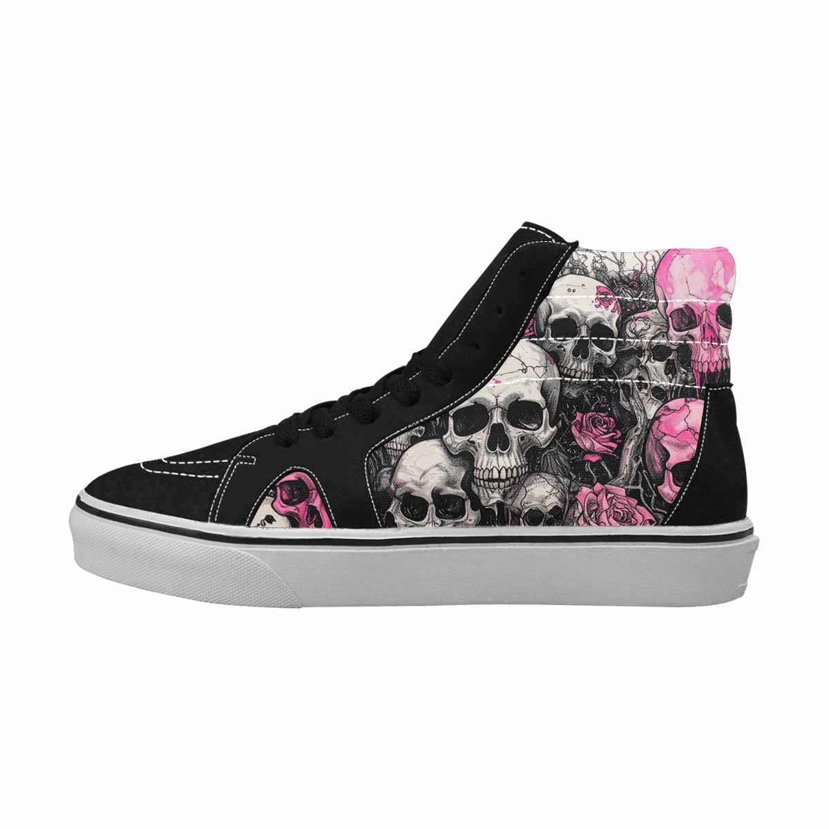 MEN'S Skull Roses High Top Canvas Grunge Custom Shoes