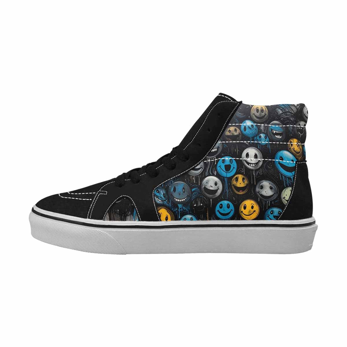 MEN'S Melting Moon Smiley High Top Canvas Dark Academia Sneakers