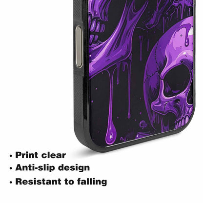 iPhone 15 Pro Max Case — Monochrome Purple Skeletons Neon Drip Melting, Custom Art Phone Cover