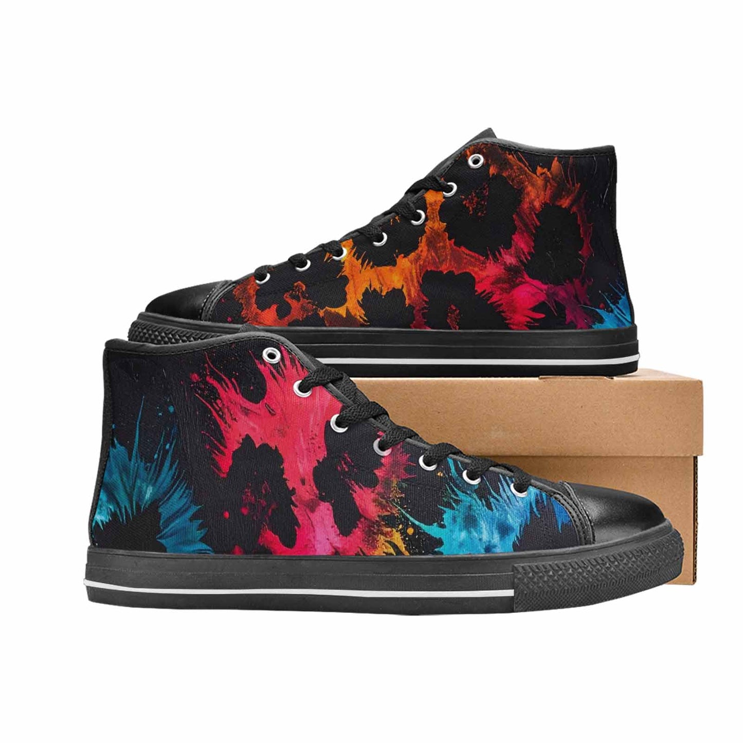 WOMEN'S Dark Animal Print High Top Canvas Aesthetic Shoes