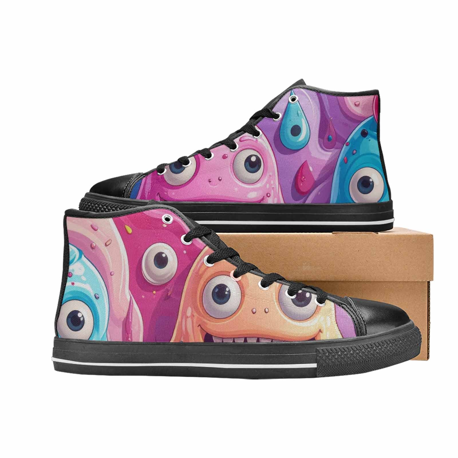 WOMEN'S Melting Icecream Monster Cherry High Top Canvas Dreamcore Shoes