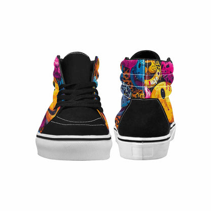MEN'S Smiley Faces High Top Canvas Melting Art Custom Sneakers