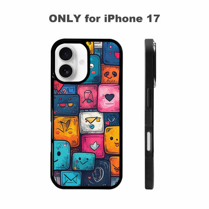 iPhone 17 Case — Hand Drawn Icon Doodle Original Art, Custom Printed Phone Case