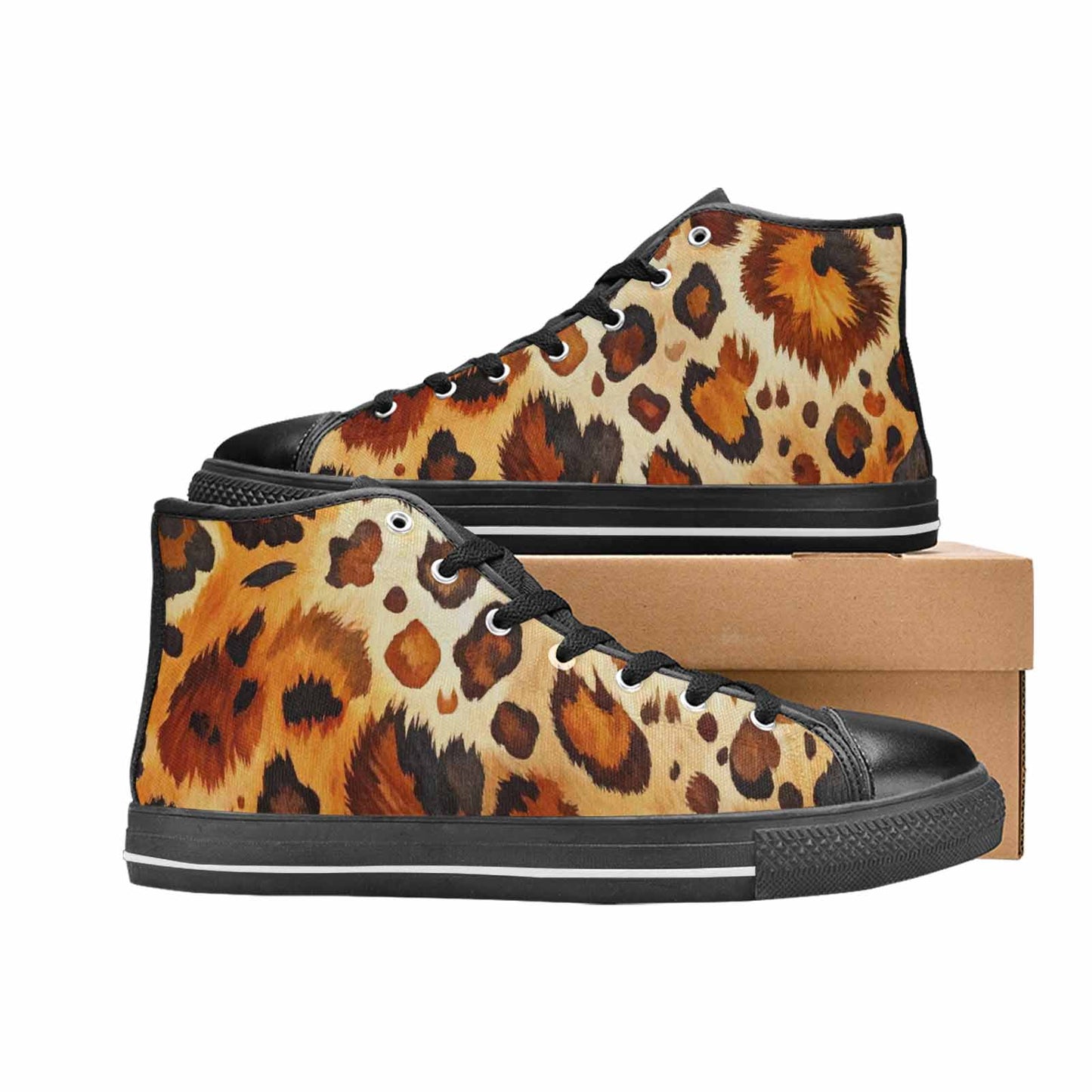 WOMEN'S Cow Animal Print High Top Canvas Wallpaper Art Shoes