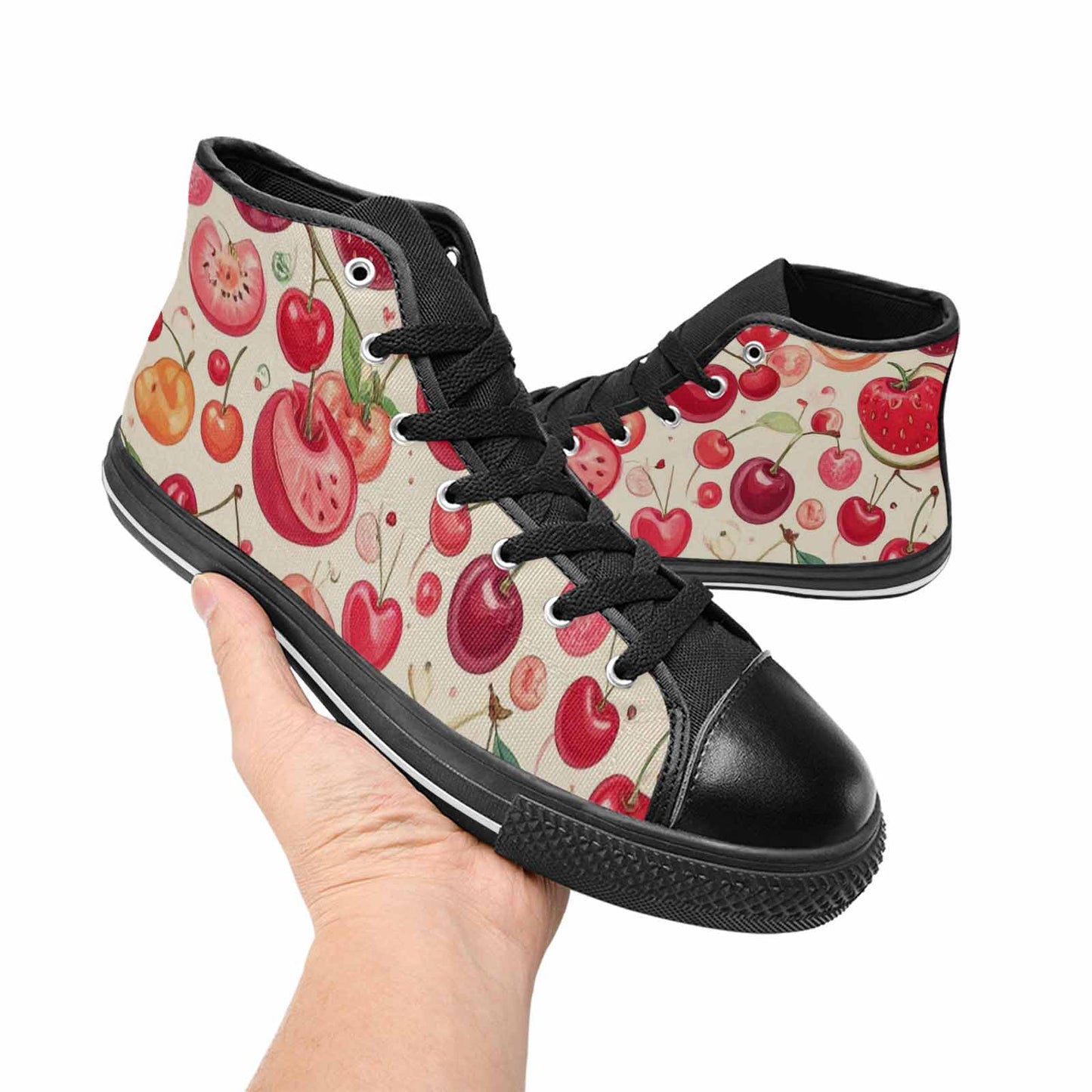 MEN'S Cherry Fruit Print High Top Canvas Y2K Custom Shoes