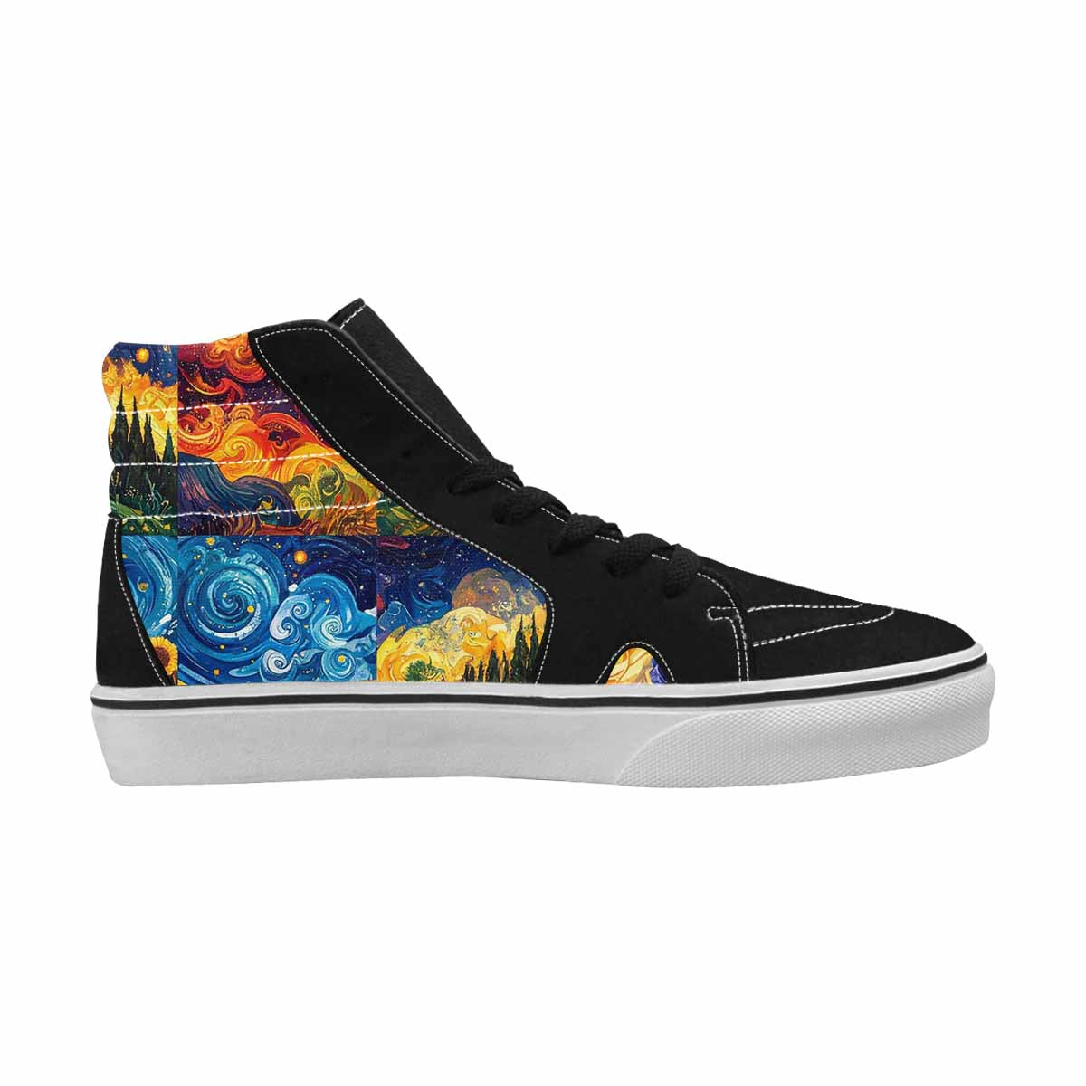 WOMEN'S Van Gogh-Style Swirl High Top Canvas Grunge Custom Shoes