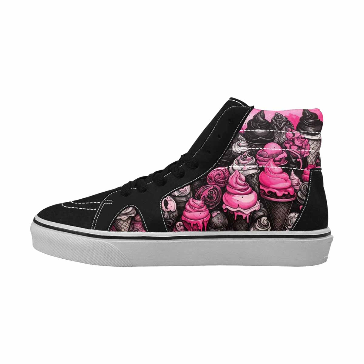 MEN'S Ice Cream Motif High Top Canvas Wallpaper Art Sneakers
