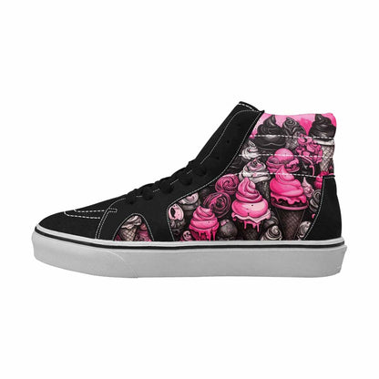 MEN'S Ice Cream Motif High Top Canvas Wallpaper Art Sneakers
