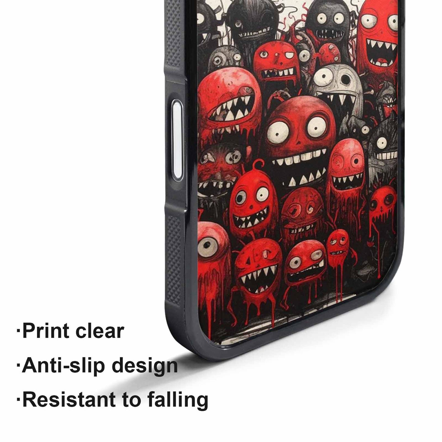 iPhone 17 Pro Case — Black Red Ink Monsters General Cartoon, Custom Designed Case Cover