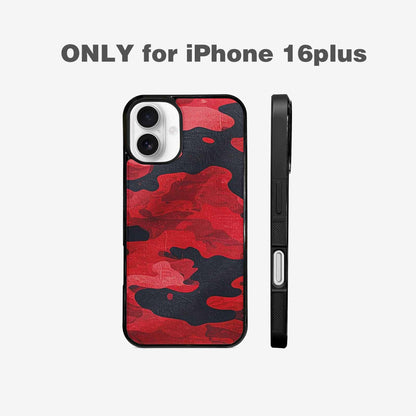 iPhone 16 Plus Case — Tactical Camo Red Black, Custom Printed Phone Case