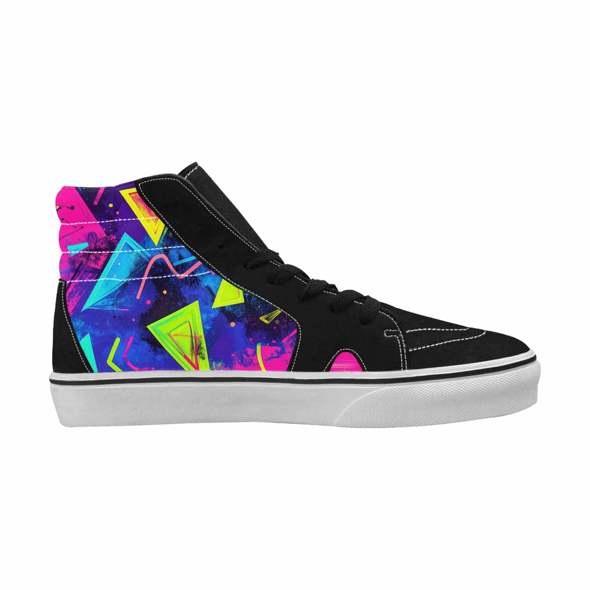 WOMEN'S Memphis Squiggles Triangles Dots High Top Canvas Vibrant Chaos Custom Shoes