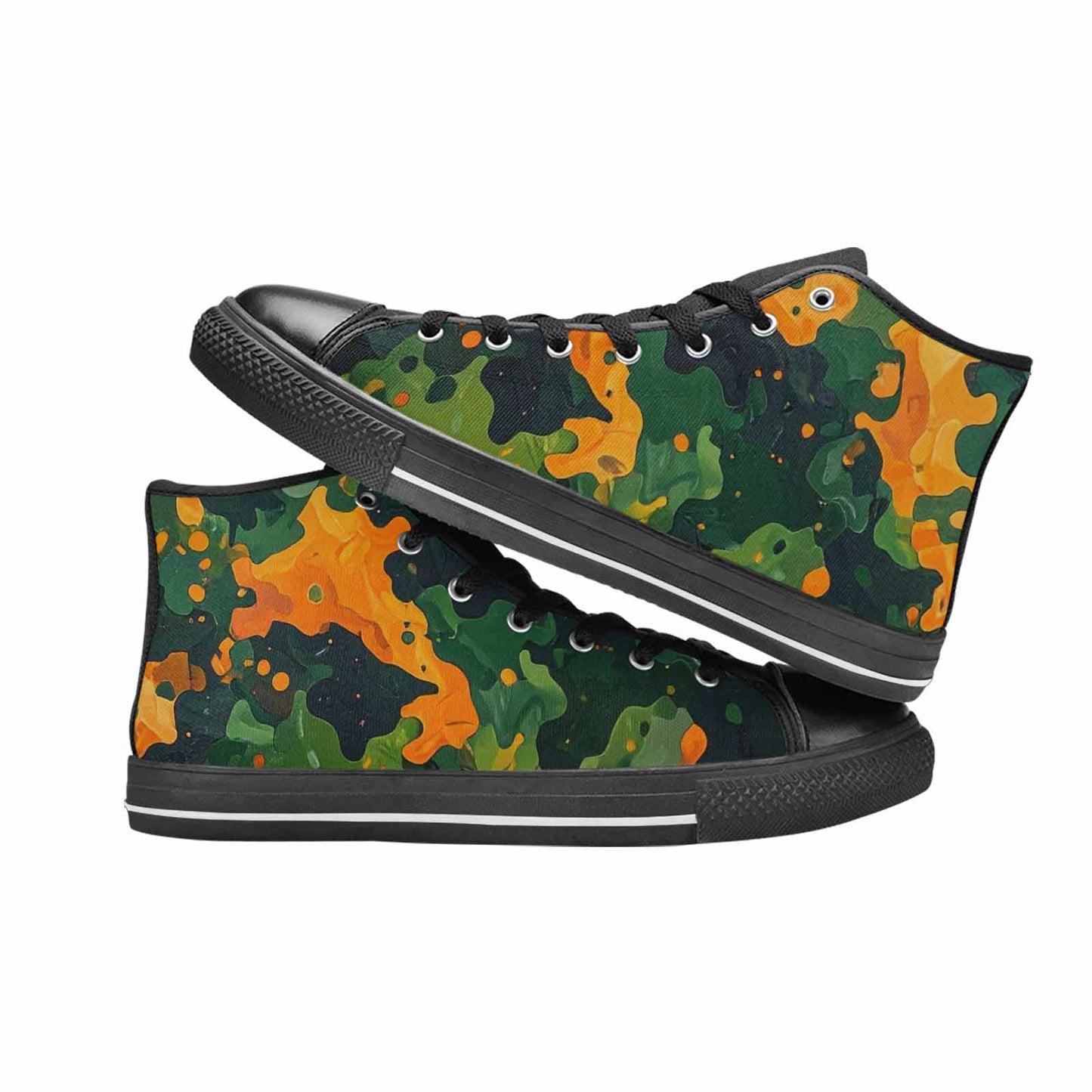 WOMEN'S Military Camouflage Blotch High Top Canvas Surreal Custom Sneakers