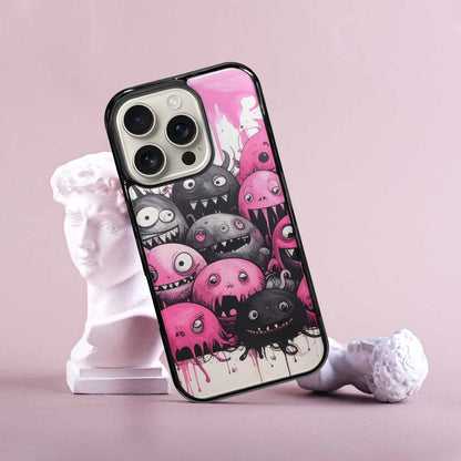 iPhone 16 Pro Case — Monsters General Black Pink Ink Cartoon, Customized Protective Case