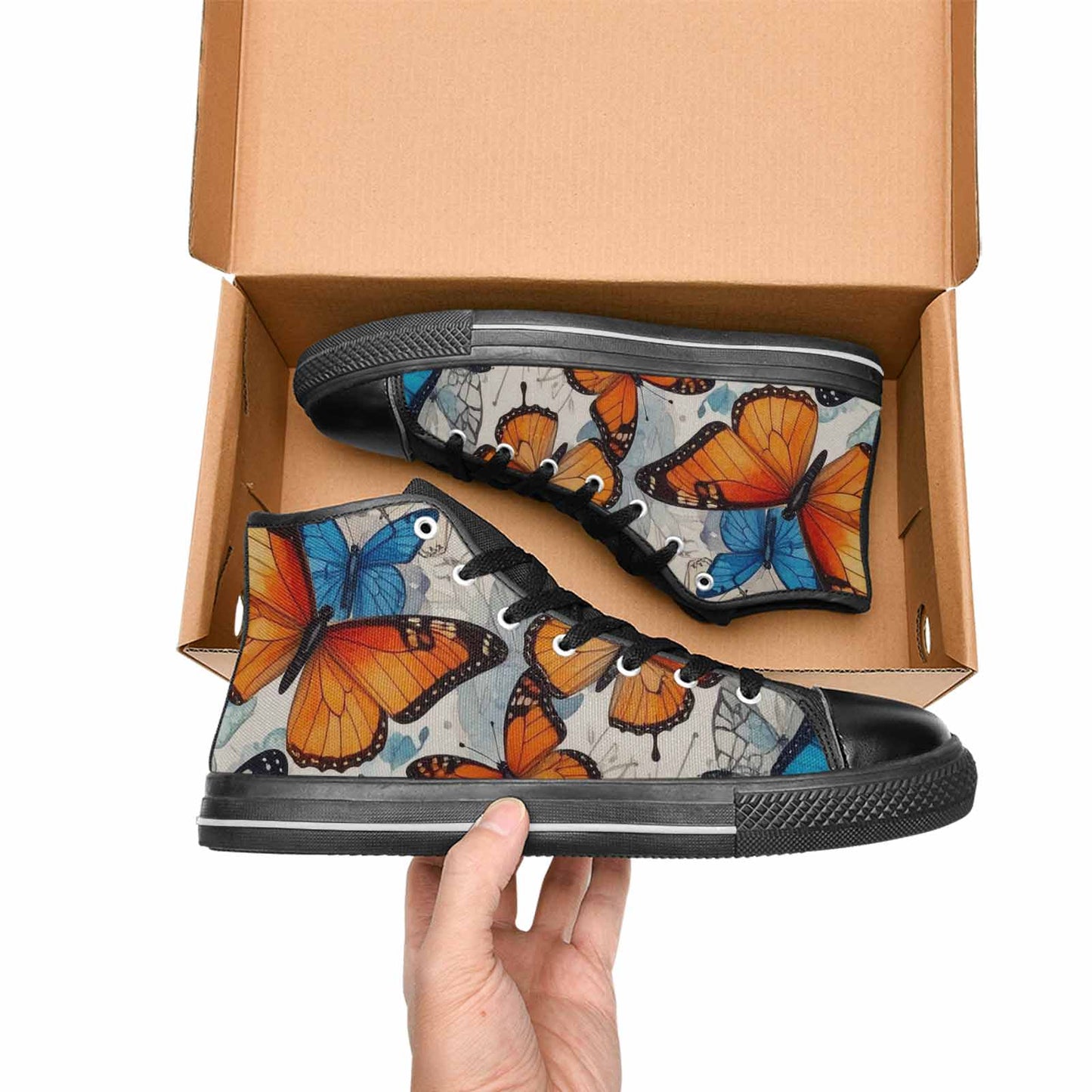 MEN'S Butterfly Wing High Top Canvas Vibrant Chaos Sneakers
