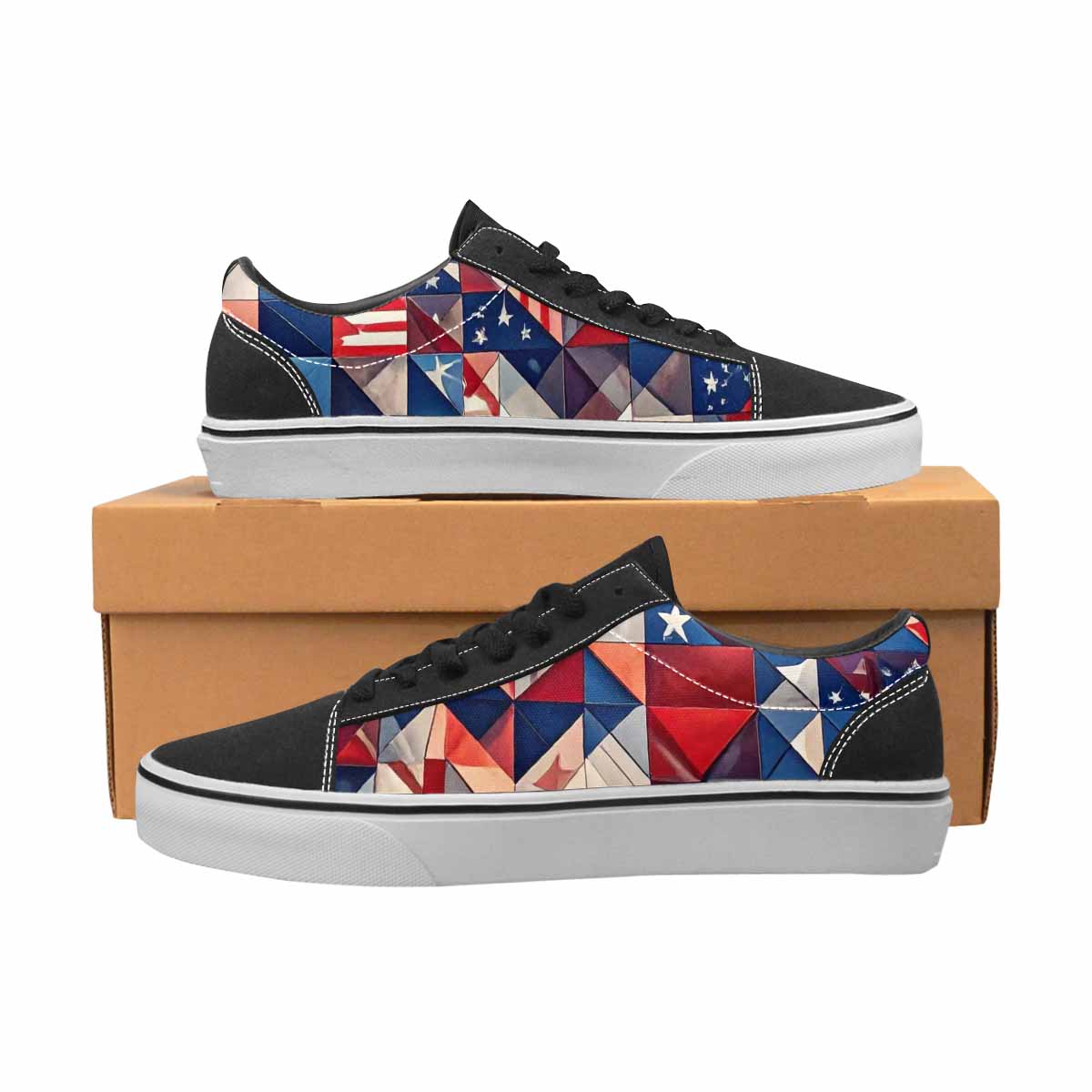 WOMEN'S American Flag Stars Canvas Lace-Up Vibrant Chaos Shoes