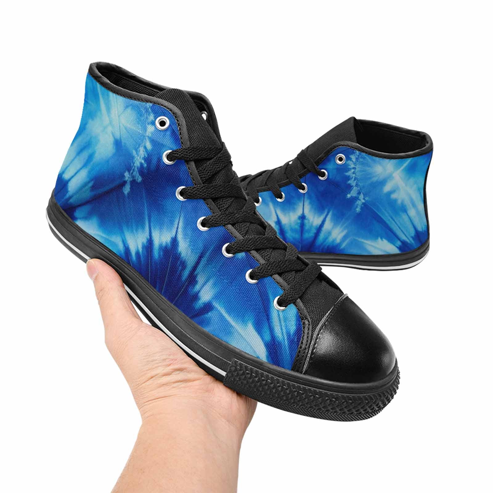 WOMEN'S Tie Dye Shibori Indigo High Top Canvas Wallpaper Art Shoes