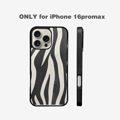 iPhone 16 Pro Max Case — Modern Zebra Stripe Print Crisp Black, Custom Phone Case