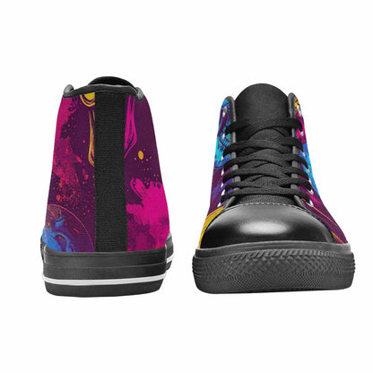MEN'S Tie Dye Skulls Print High Top Canvas Aesthetic Shoes