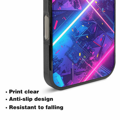iPhone 16 Pro Max Case — Neon Grid Confetti, Custom Printed Phone Case
