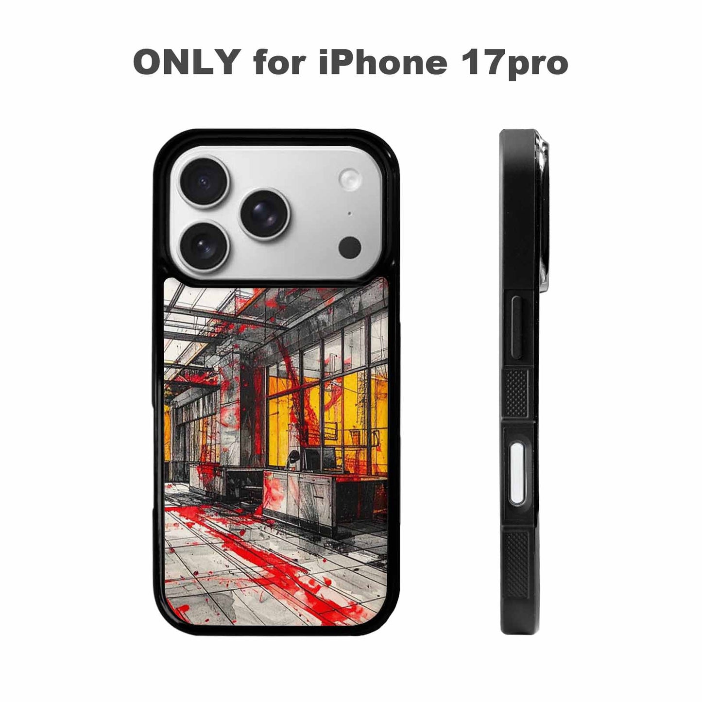 iPhone 17 Pro Case — Black Red Ink Liminal Space Galaxy, Custom Phone Case