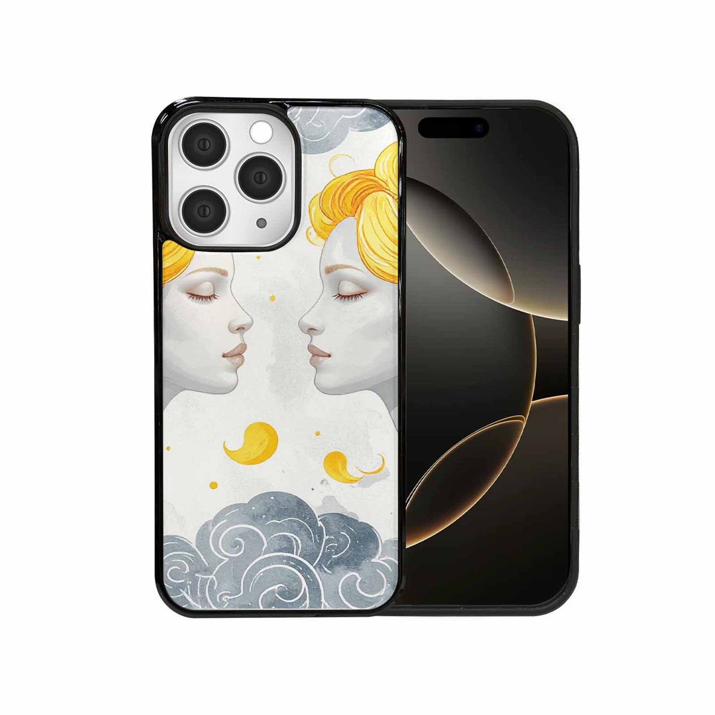 iPhone 15 Pro Max Case — Gemini Twins Zodiac Pattern Seamless Repeat, Unique Phone Case Design