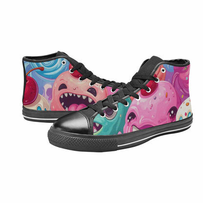 WOMEN'S Melting Icecream Monster Cherry High Top Canvas Cottagecore Sneakers
