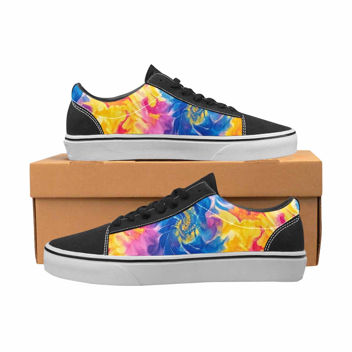 MEN'S Tie Dye Swirl Canvas Lace-Up Vivid Custom Shoes