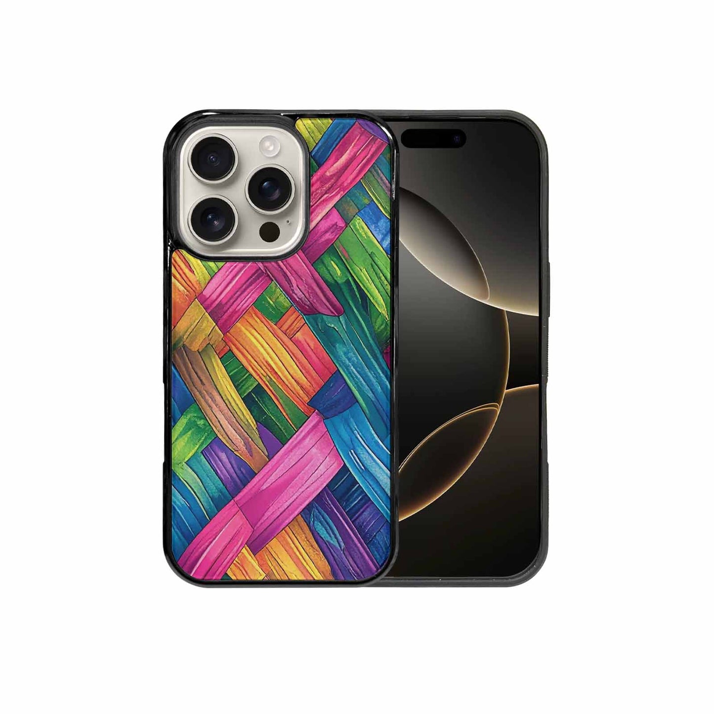 iPhone 16 Pro Case — Polysexual Flag Color Theme Small Rainbow, Personalized Phone Case