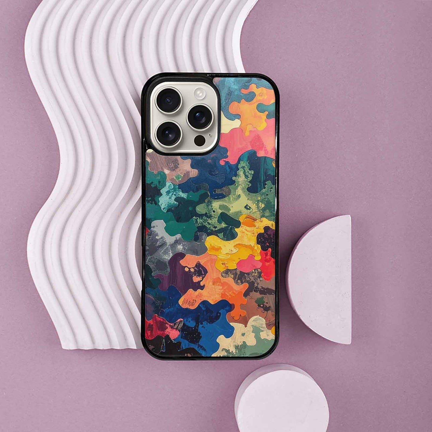 iPhone 16 Pro Max Case — Camo Patches Full Color Vibrant Camo, Custom Made Phone Cover