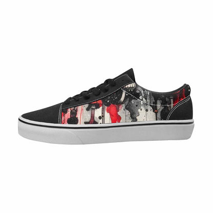 MEN'S Mushrooms Black & Red Ink Canvas Custom Design Wallpaper Art Handmade Custom Shoes