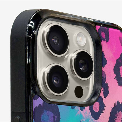 iPhone 15 Pro Max Case — Leopard Neon Pink Teal Airbrush, Custom Designed Case Cover