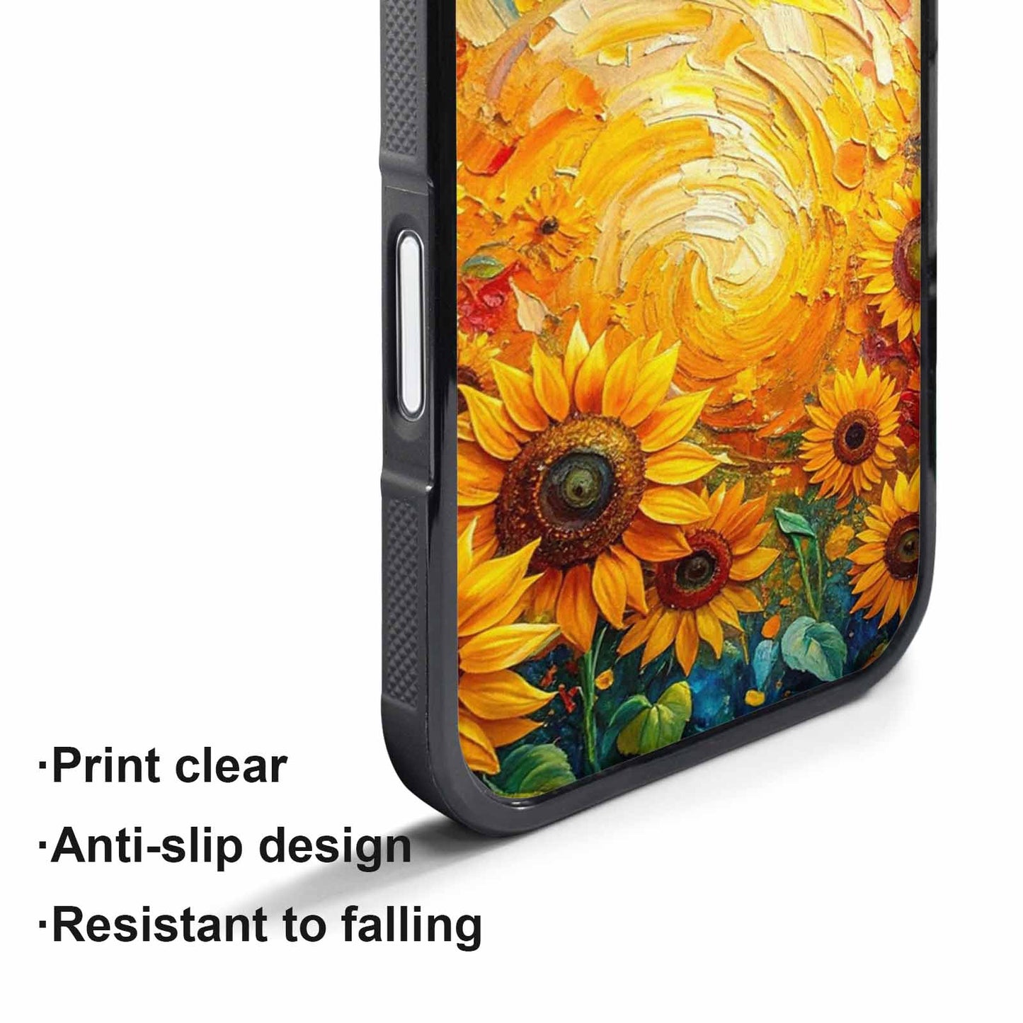 iPhone 17 Pro Case — Impressionist Sunflower Brushstroke Pattern Hundreds Floral, Custom Made Phone Cover