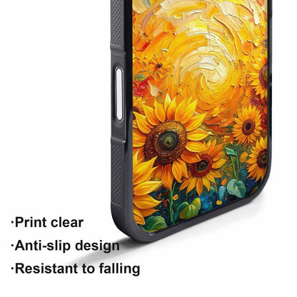 iPhone 17 Pro Case — Impressionist Sunflower Brushstroke Pattern Hundreds Floral, Custom Made Phone Cover