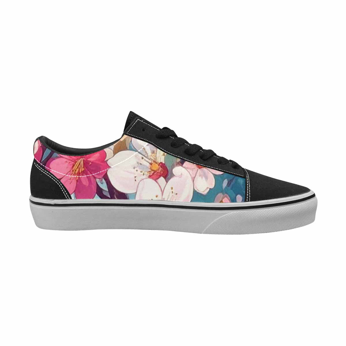 WOMEN'S Cherry Blossom Branch Lace-Up Canvas Dark Academia Custom Sneakers