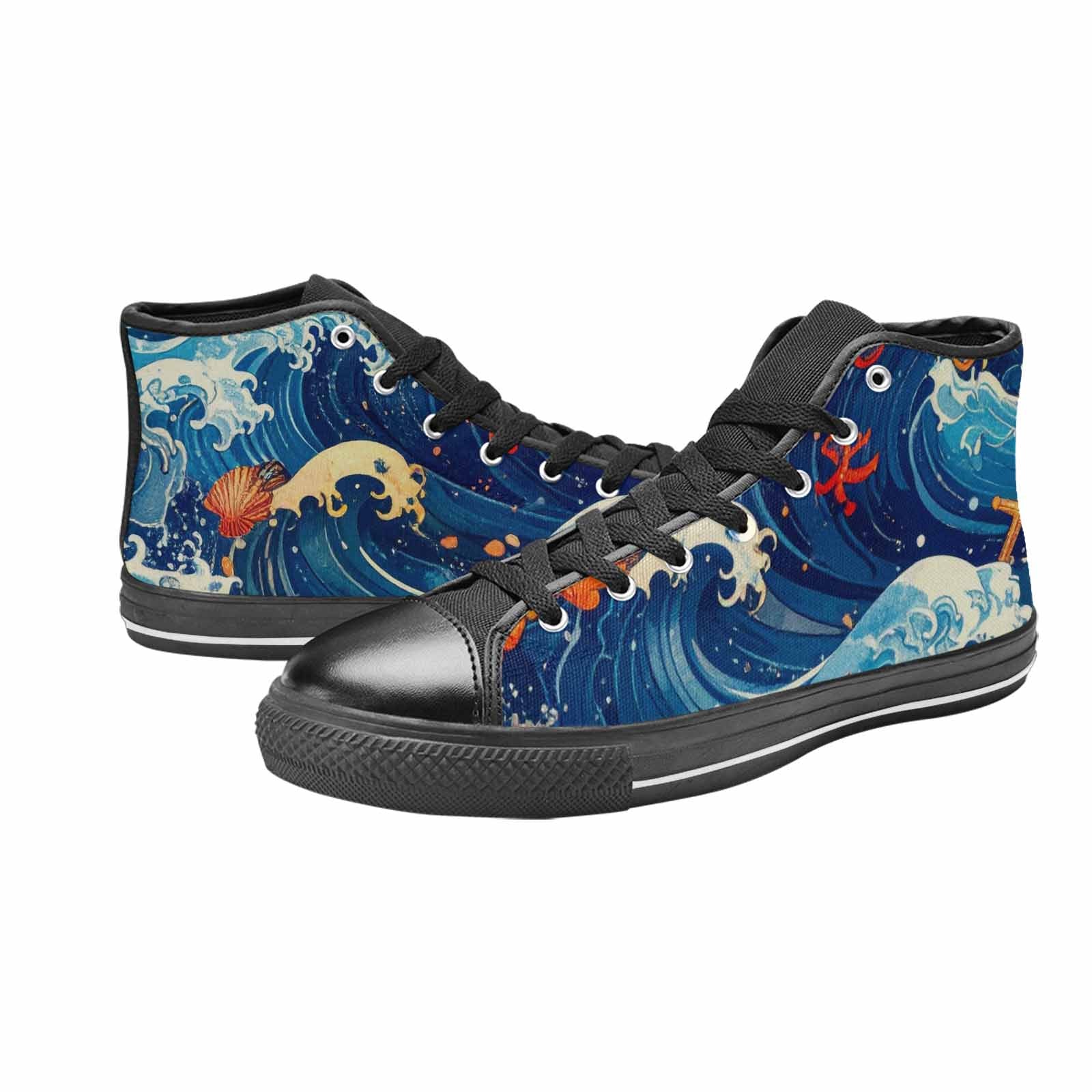 MEN'S Ocean Wave High Top Canvas Cottagecore Shoes