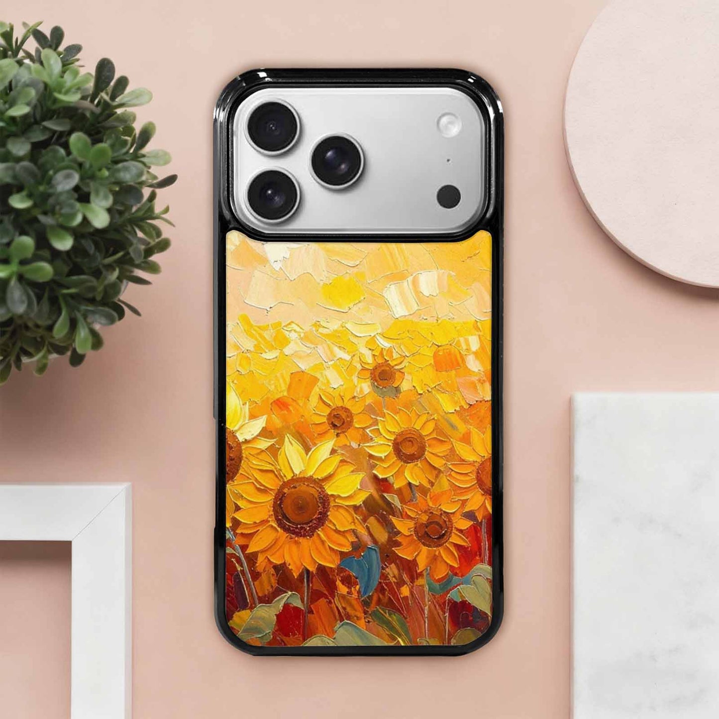 iPhone 17 Pro Max Case — Impressionist Sunflower Brushstroke Pattern Floral, Custom Phone Case