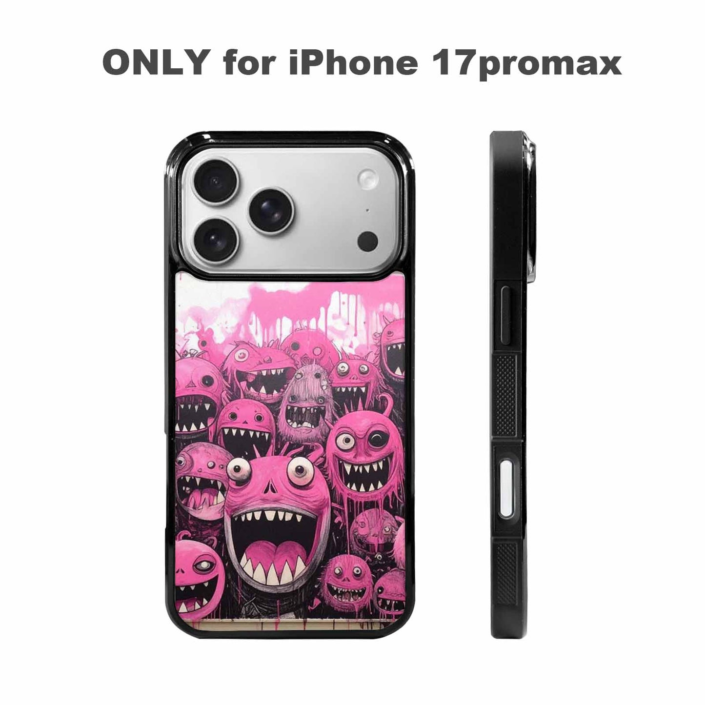 iPhone 17 Pro Max Case — Black &amp; Pink Ink Cartoon Cute, Custom Made Phone Cover