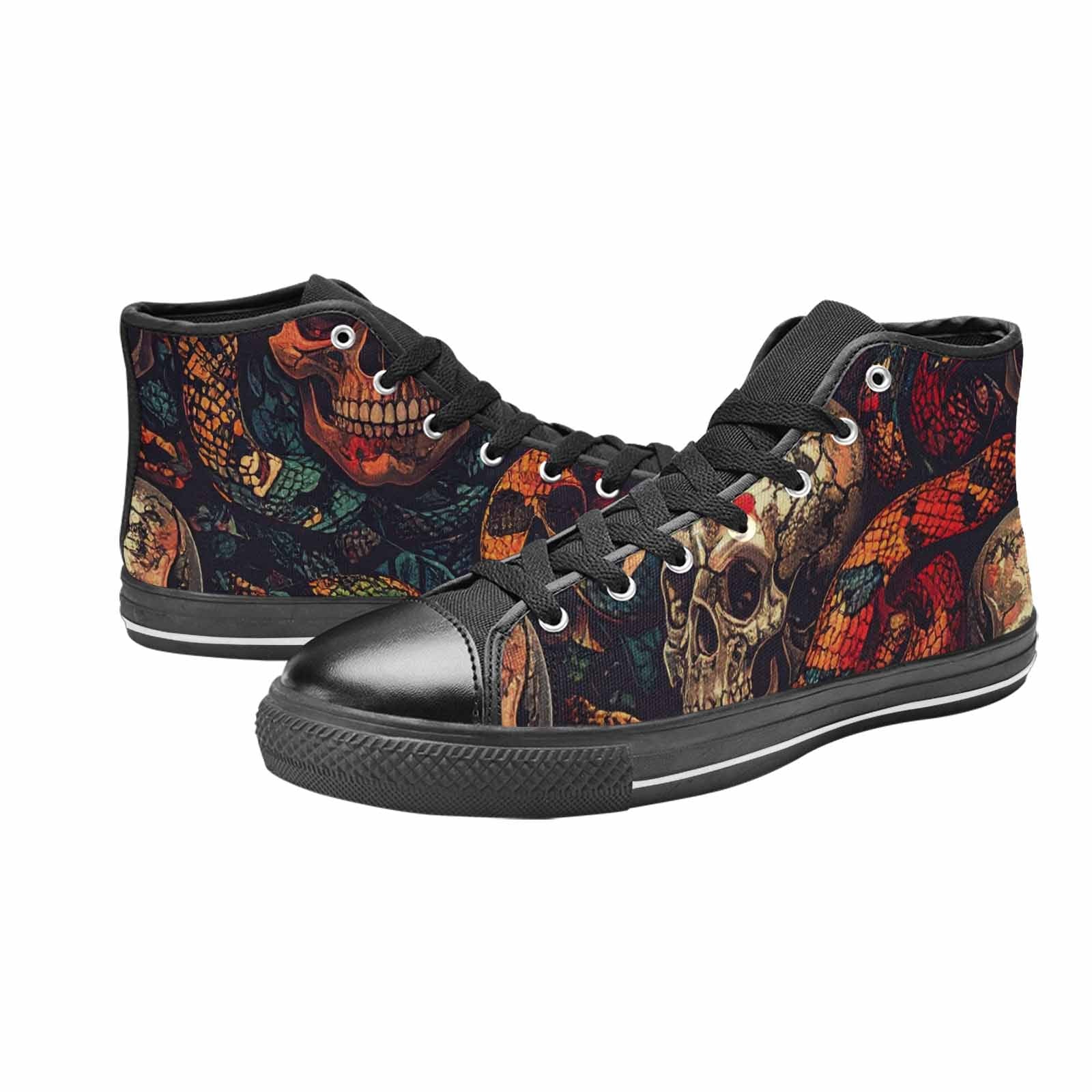 MEN'S Snake Skulls Print High Top Canvas Neon Fantasy Shoes
