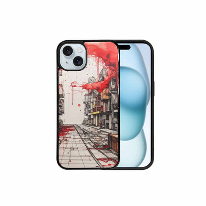 iPhone 15 Plus Case — Liminal Space Fragment Black Red Ink, Personalized Phone Case