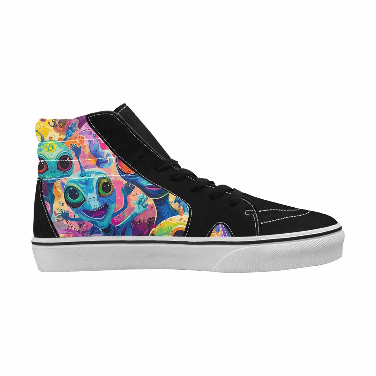 WOMEN'S Cartoon Alien Characters High Top Canvas Neon Fantasy Sneakers