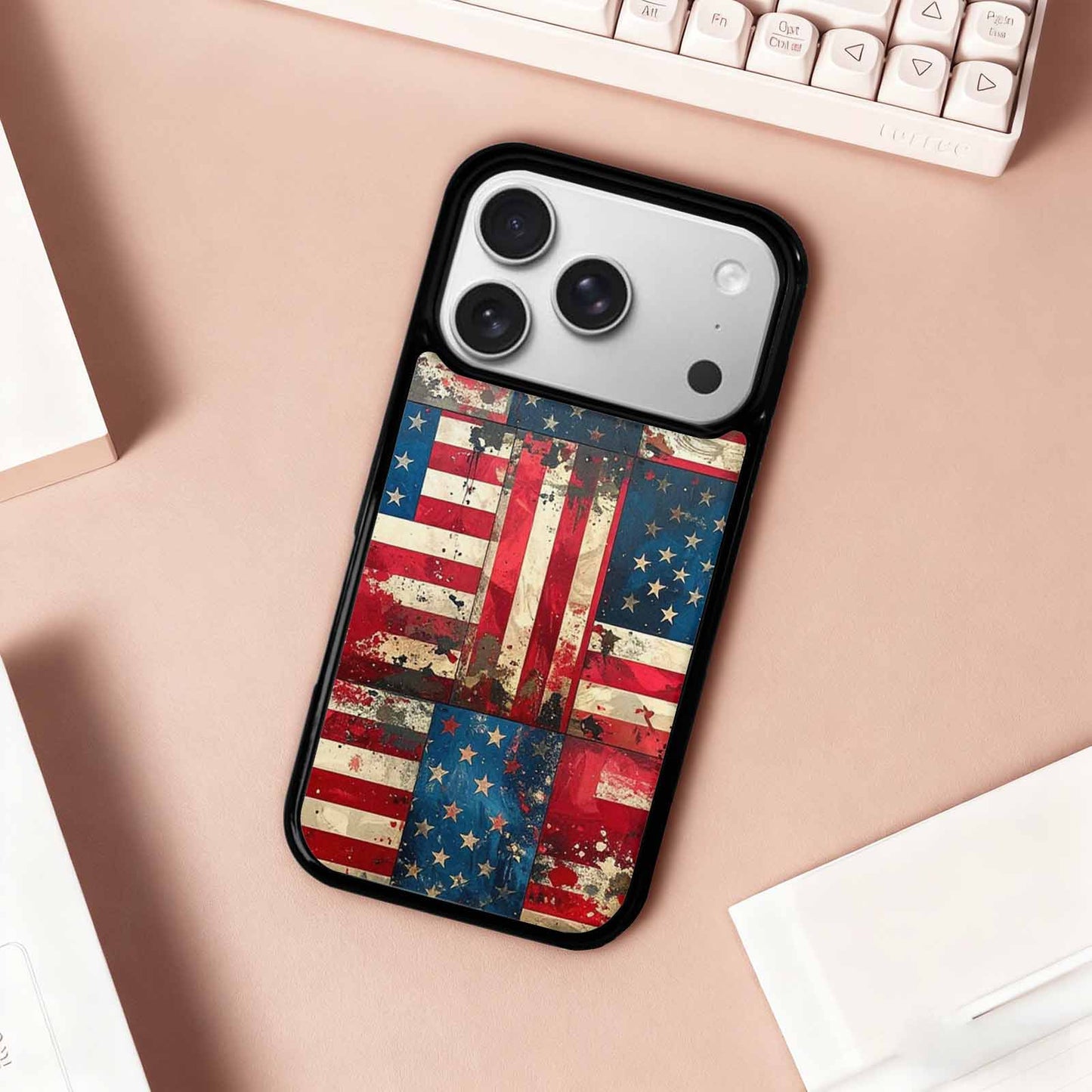 iPhone 17 Pro Case — Small American Flag Stars And Galaxy, Personalized Phone Case