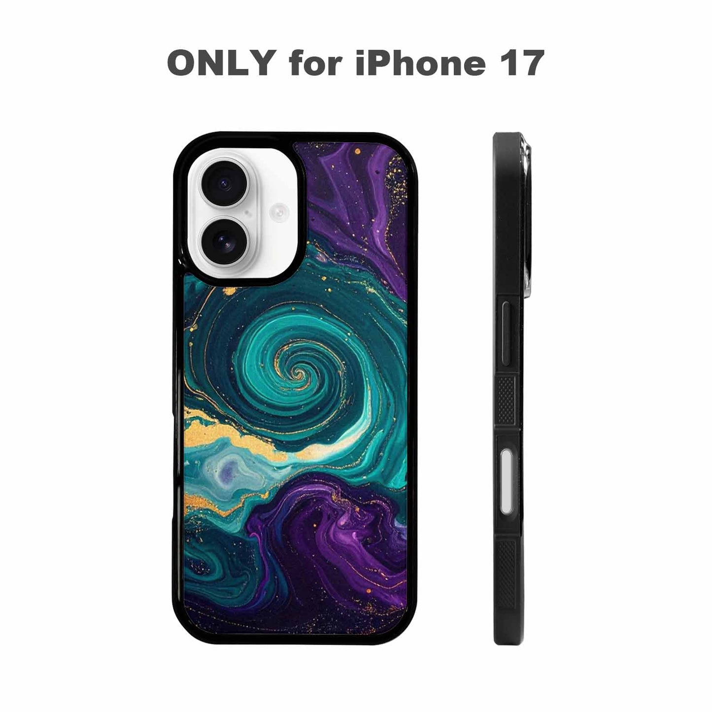 iPhone 17 Case — Marbled Swirl Texture Blended Galaxy Space, Custom Printed Phone Case