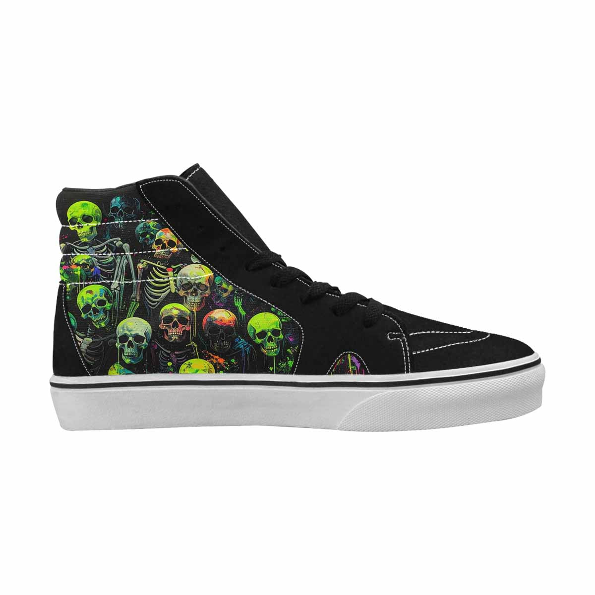 MEN'S Skeletons × Neon Green High Top Canvas Vivid Custom Sneakers