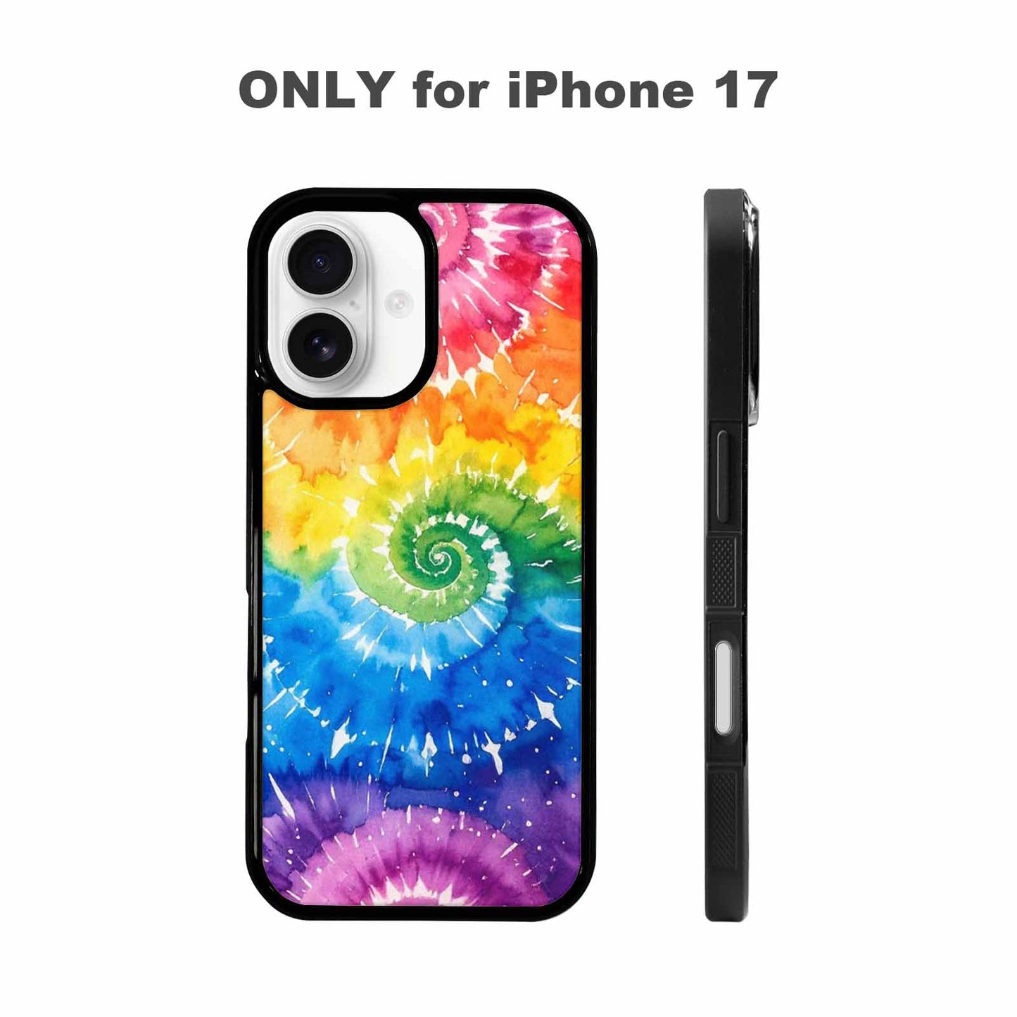 iPhone 17 Case — Tie Dye Spiral Rainbow Tie Dye, Custom Printed Phone Case