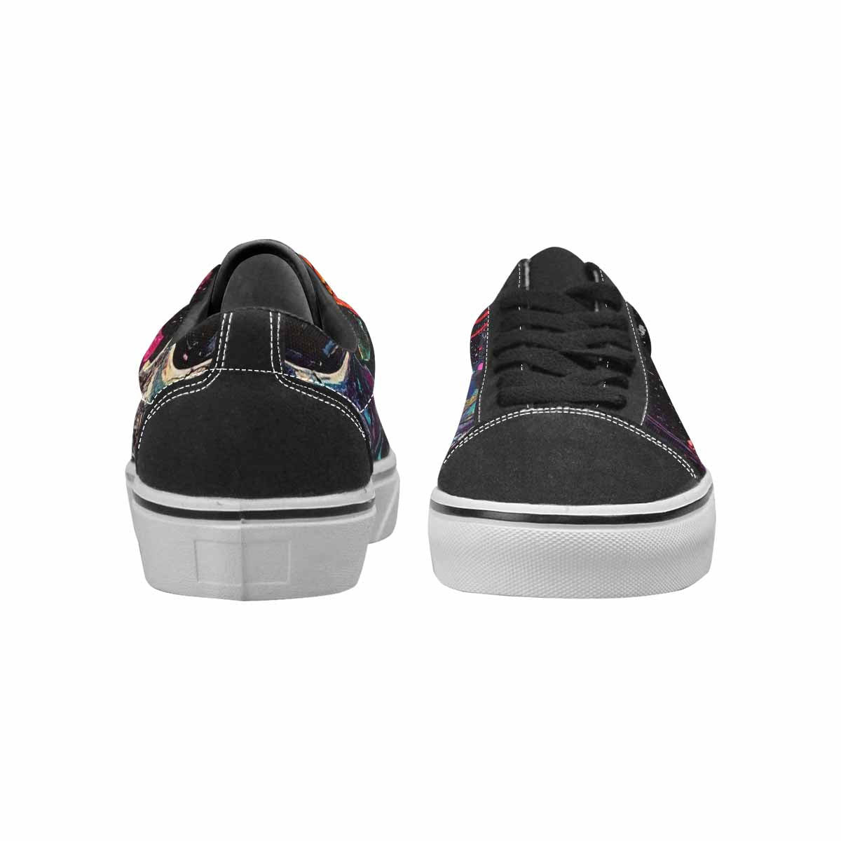 WOMEN'S Skulls Roses Acid Wash Canvas Lace-Up Dark Academia Sneakers
