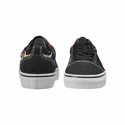 WOMEN'S Skulls Roses Acid Wash Canvas Lace-Up Dark Academia Sneakers