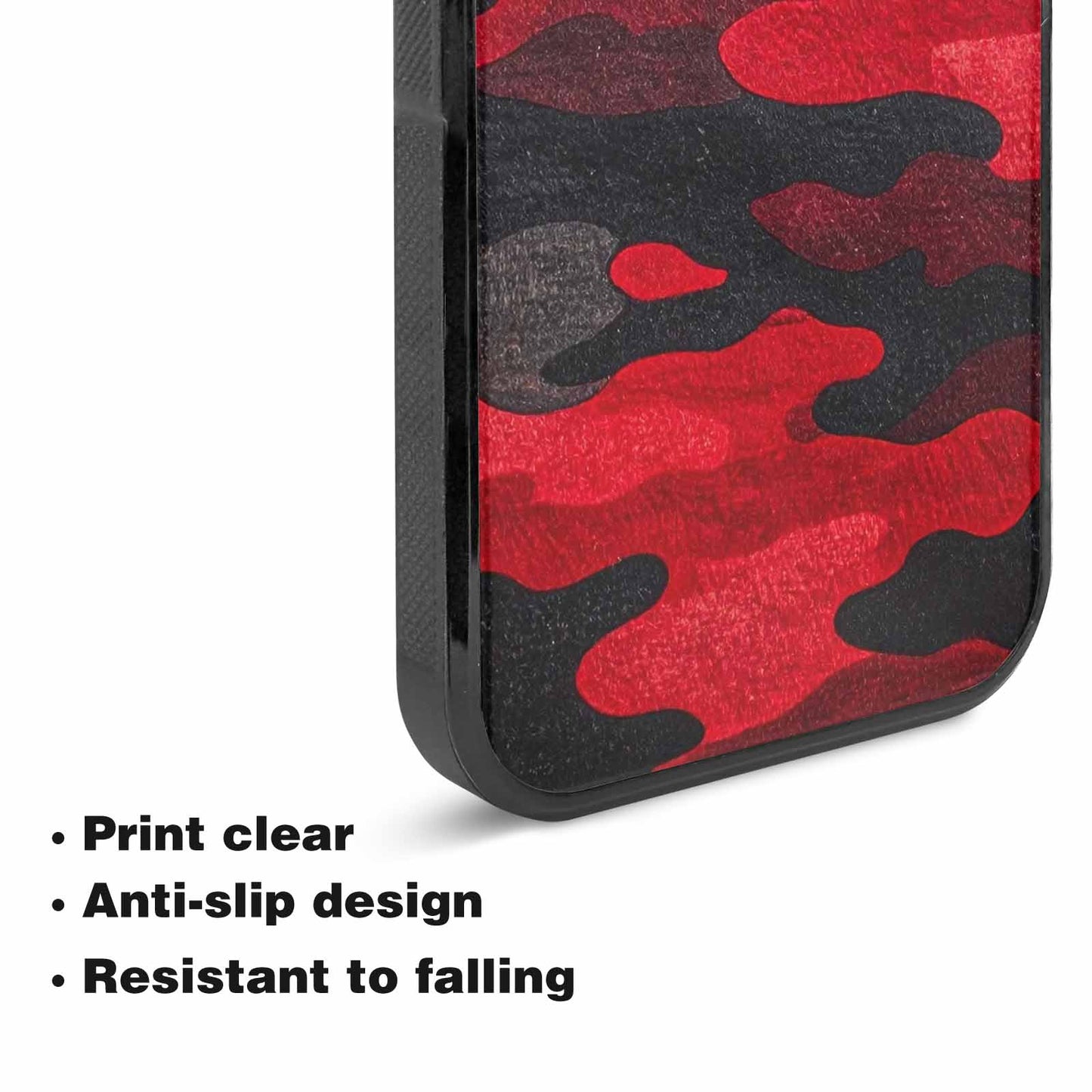 iPhone 15 Plus Case — Tactical Camo Red Black Custom, Custom Phone Case