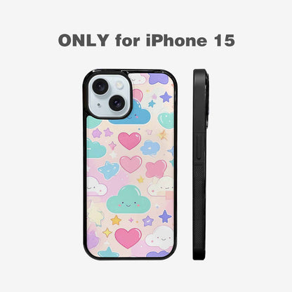 iPhone 15 Case — Cute Kawaii Style Generic Icons Stars, Personalized Phone Case