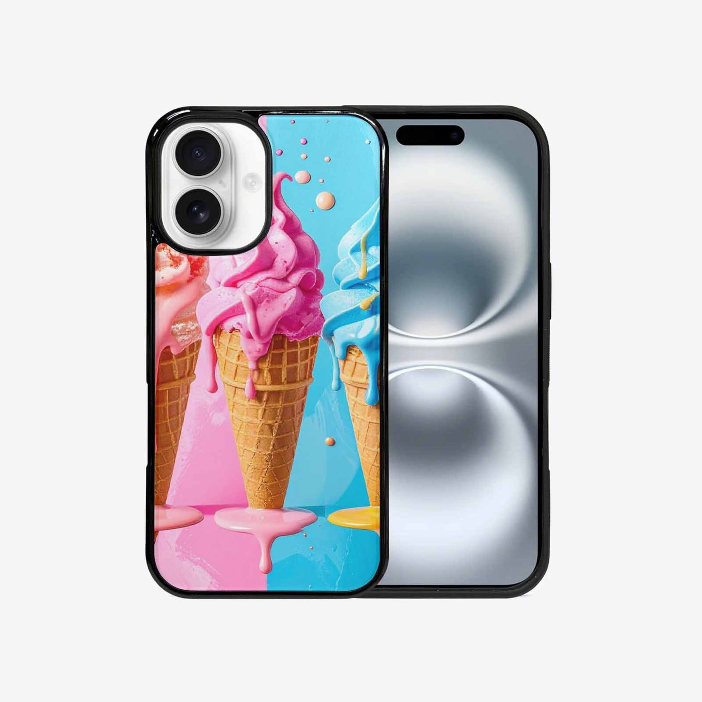 iPhone 16 Case — Collage Of Overlapping Waffle Cones Icecream, Unique Phone Case Design