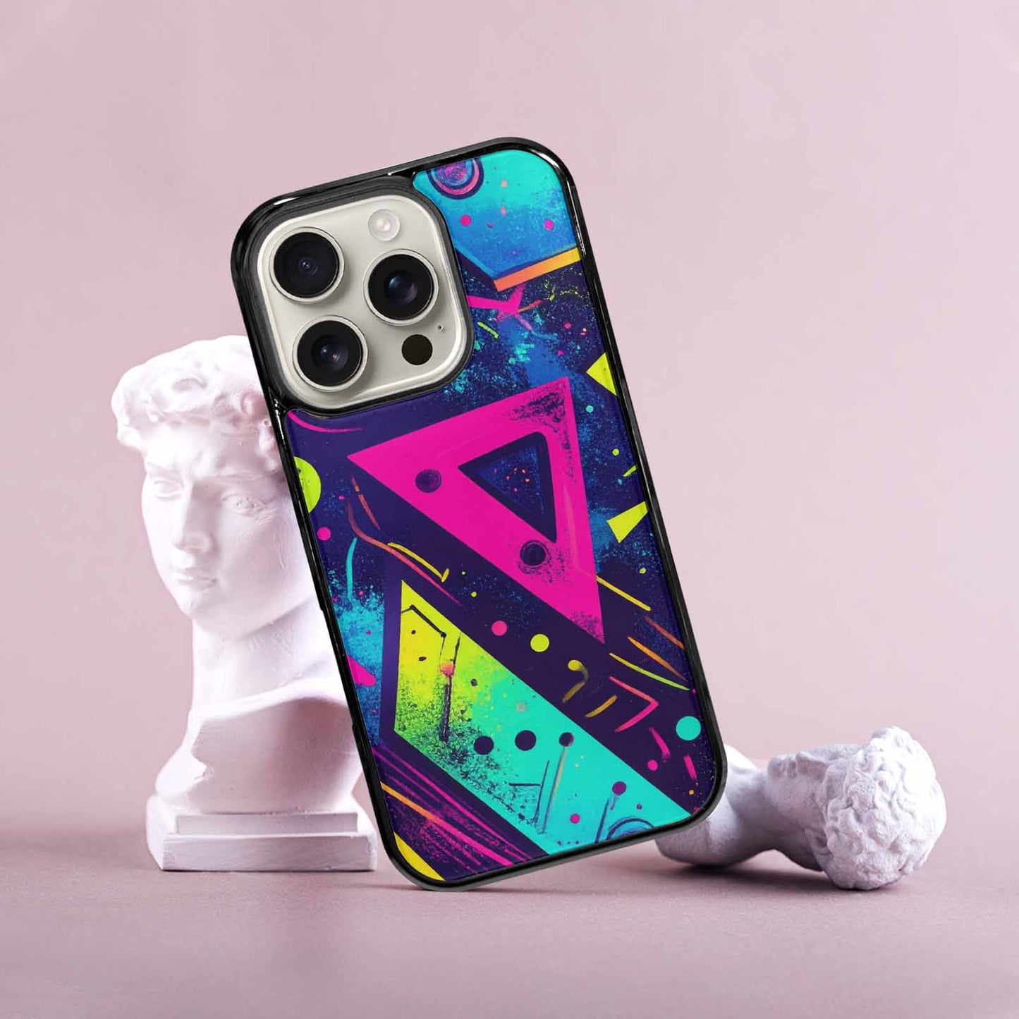 iPhone 16 Pro Case — Memphis Squiggles Triangles Dots, Personalized Phone Case